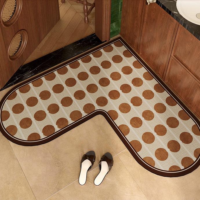 Grüne Vintage L-förmige rutschfeste schnell trocknende Matte für Badezimmer, Toilette, Küche und Haushalt. 70*70*45CM (Heart Shape) black