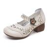 Retro Women's Shoes New Spring Cave Shoes Head Layer Cowhide Middle-aged Mother Soft Bottom Sandals