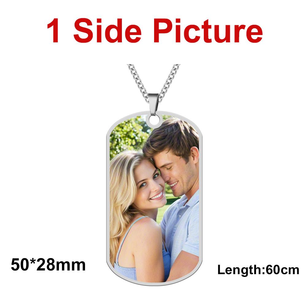 Custom Picture Necklace Personalized Necklaces with Text Engraved Customized Dog Tag Pendant Couple Jewelry Valentine's Day Gift