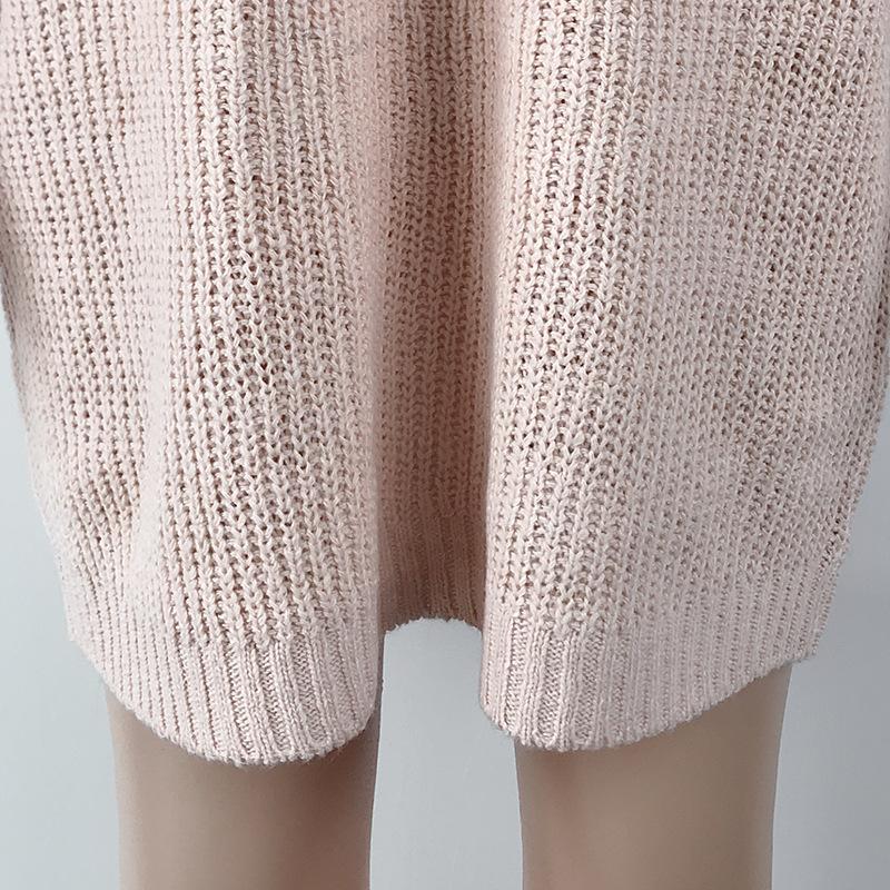 Frauen Rollkragen Übergroßen Gestrickte Kleid Herbst Solide Langarm Casual Elegante Mini Pullover Kleid Winter Kleidung