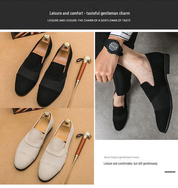 Men's Formal Leather Slip-On Loafers for Business, Mesh Nightclub, Hairstylists, and Driving.