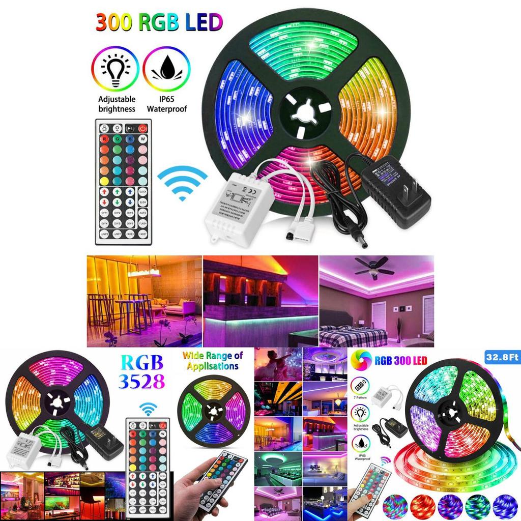 RGB 5/10m Wasserdicht 3528 SMD 300/600 LED Flexibles Lichtband Mit Fernbedienung**