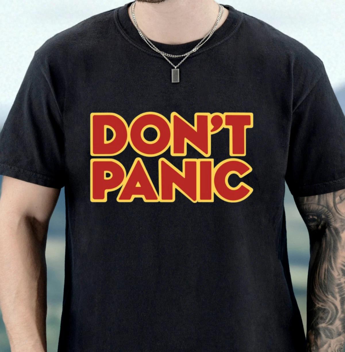 Don t Panic T-shirt, Retro Bold Text Tee, Hitchhiker s Guide, Douglas Adams 2XL