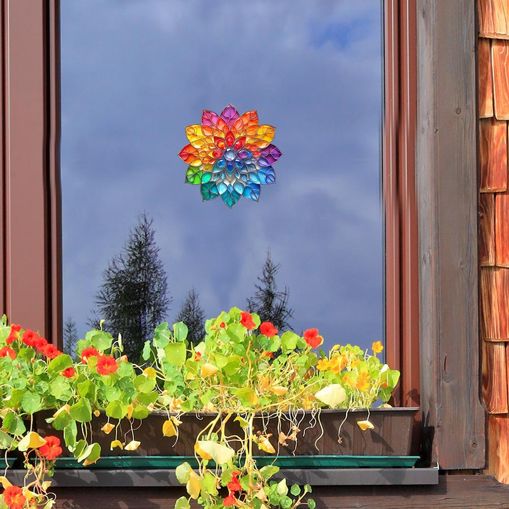 Colorful Mandala Balcony Glass Window Home Beautification and Decoration Electrostatic Window Stickers