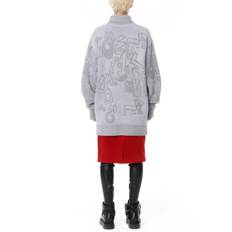 We11Done FW21 Logo Graffiti High Neck Knit Wool Cashmere Sweater Unisex sweater Gray WD-KT3-21-613-U-GY