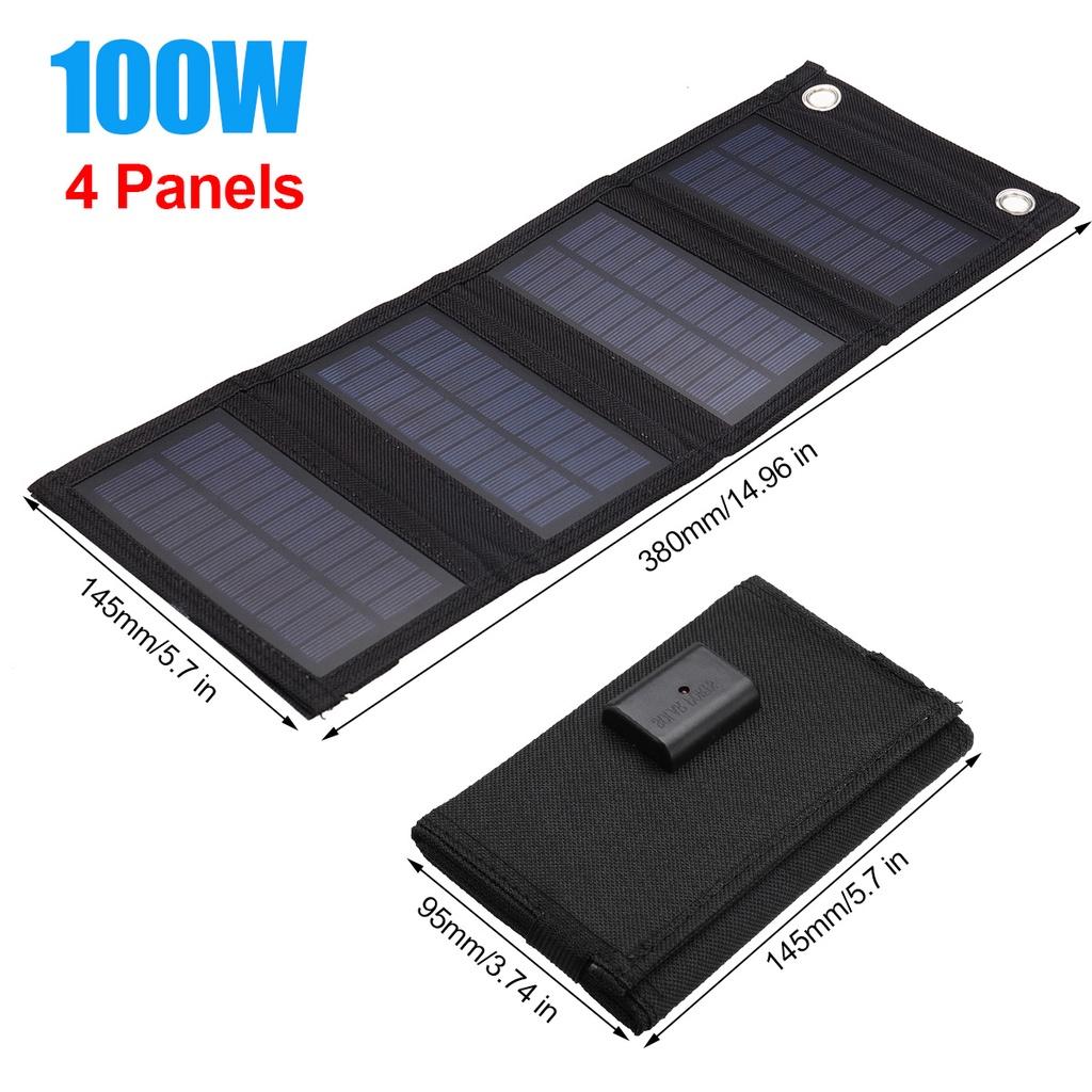 5V 100W/200W/300W USB Foldable Solar Panel Portable Flexible Small Waterproof Folding Solar Panels Cells For Mobile Phone Battery Charger Black