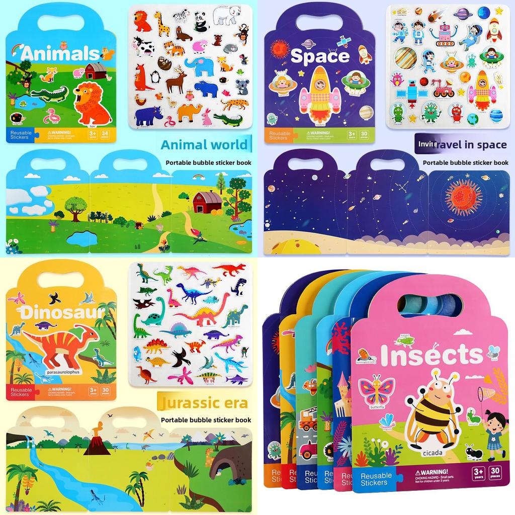 Children Sticker Book With Reusable Paper And Bubble Stickers For Early Learning And Brain Development
