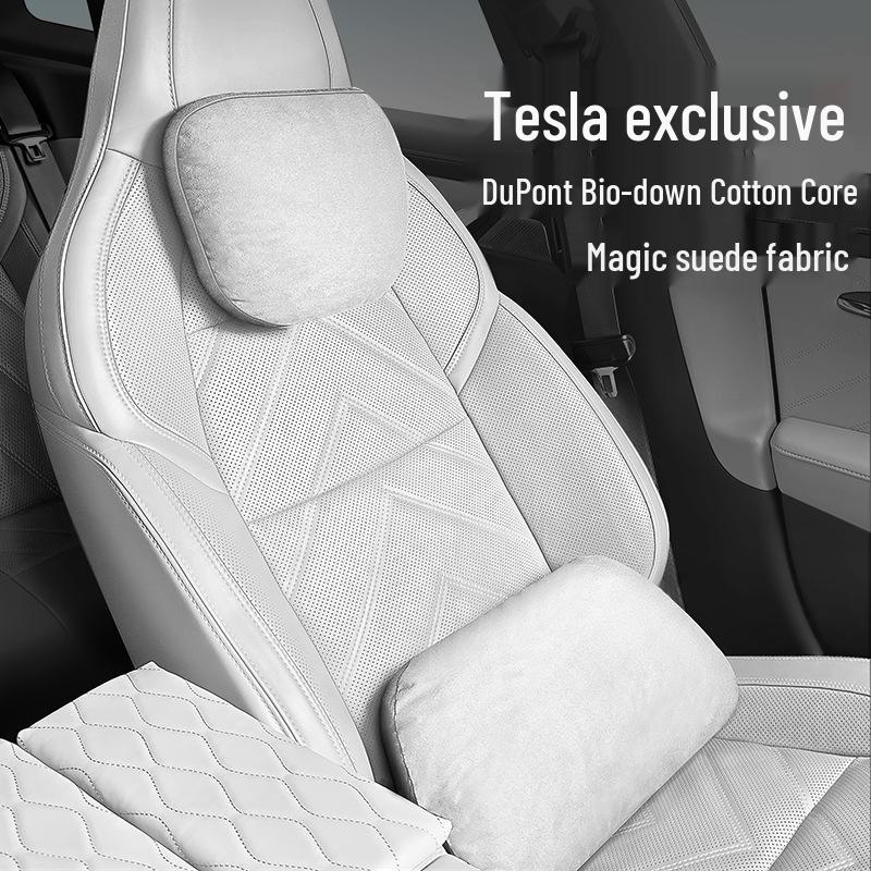 Tesla Model Y/L/3 Wildleder-Nacken- und Lendenkissen für Kopfstützenstütze