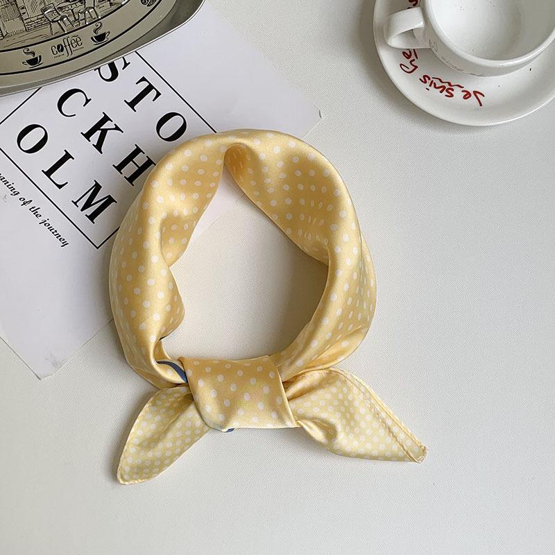 Fashion small polka dot simulation silk printing silk scarf high-end shawl sunscreen neck 70 square scarf women's sunscreen headscarf