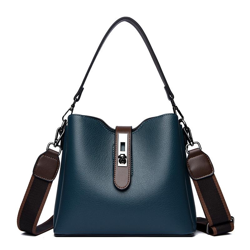 Luxury Designer Faux Genuine Leather Tote Shoulder Bags Solid Color Handbag for Women Handbag Ladies Messenger Bag