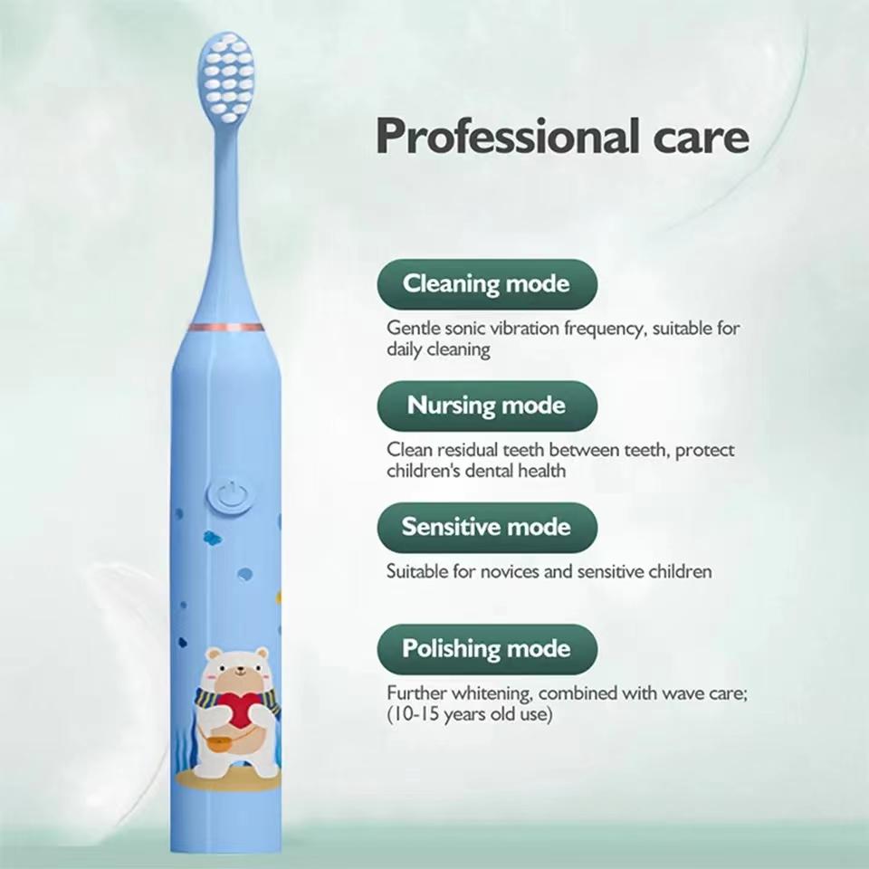 Children Sonic Electric Toothbrush Cartoon Pattern for Kids with Replace The Tooth Brush Head Ultrasonic Toothbrush Soft Nozzles