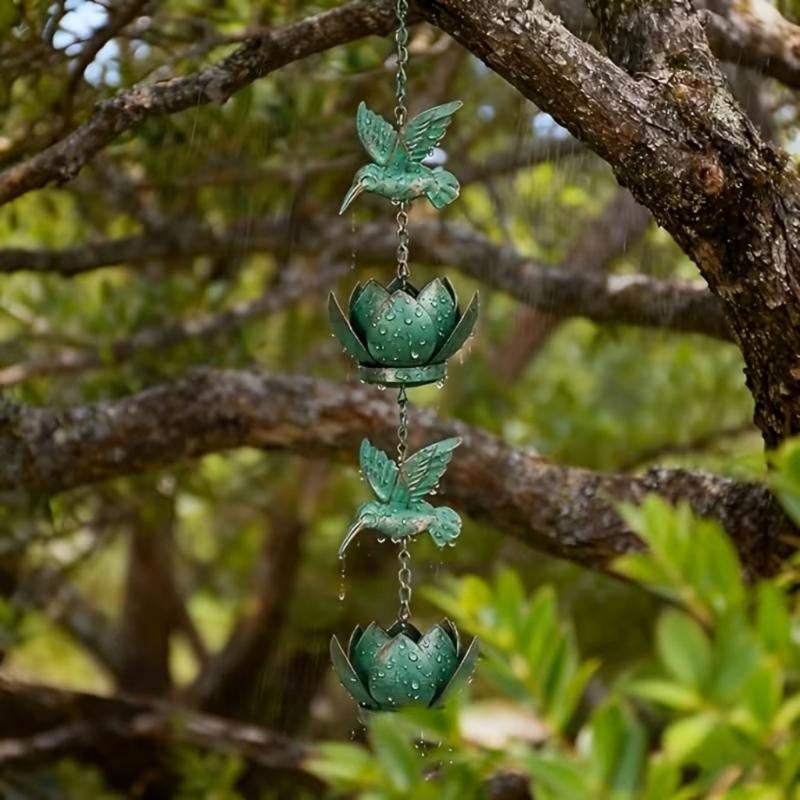 Hummingbird Rain Chain Hummingbird Cups Rain Chain for Gutter Eaves Drainage Outdoor Decoration Adjustment Catcher Chain