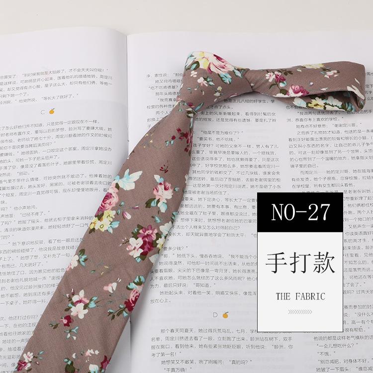 Floral Tie Men'S Patterned Cotton Shirt Macaron Printed Narrow Edition 6Cm Hand Tie Korean Casual Women'S Tie