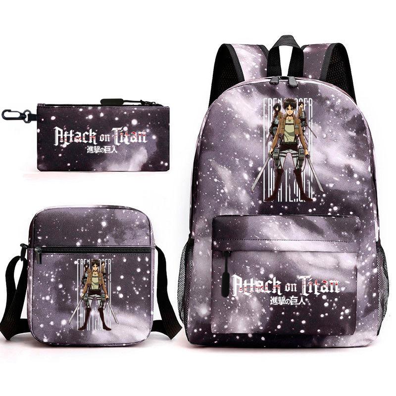 Attack on Titan Teen Anime Rucksack Attack on Titan Schultasche Dreiteiliges Set
