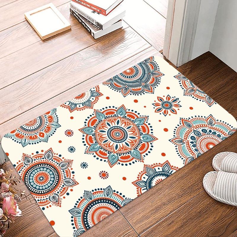 Retro Floral Printing Non-Slip Small Rug Waterproof Easy To Clean Floor Mat for Indoor Outdoor Use Durable Home Decor Fashion
