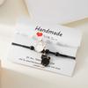 Cute Black White Cat Couple Bracelet for Women Men Handmade Braided Rope Adjustable Matching Bracelets Friendship Jewelry Gift