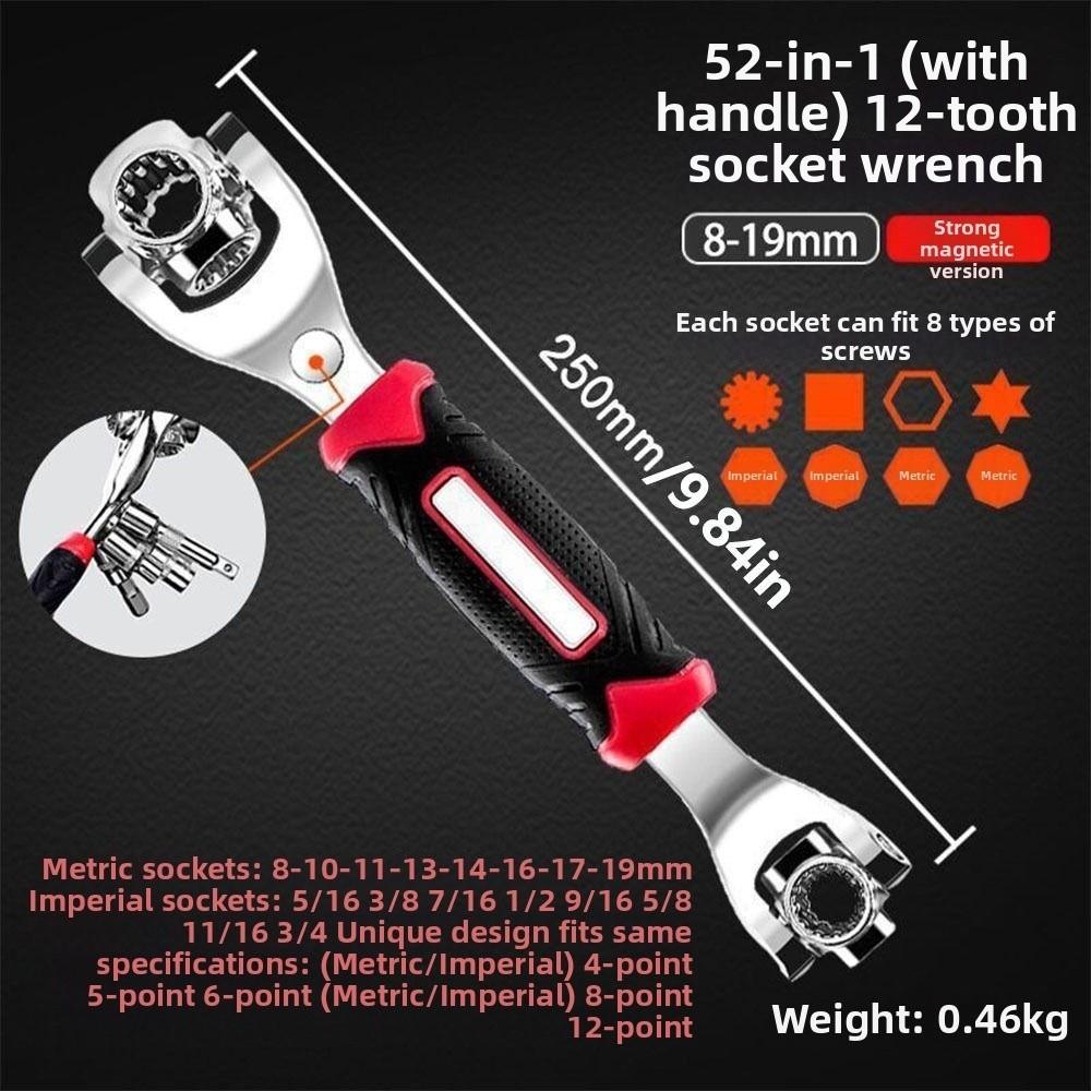 360° Rotating 52-in-1 Socket  Wrench Hand Tools Rotation Socket Universal Ratchet  Spanner