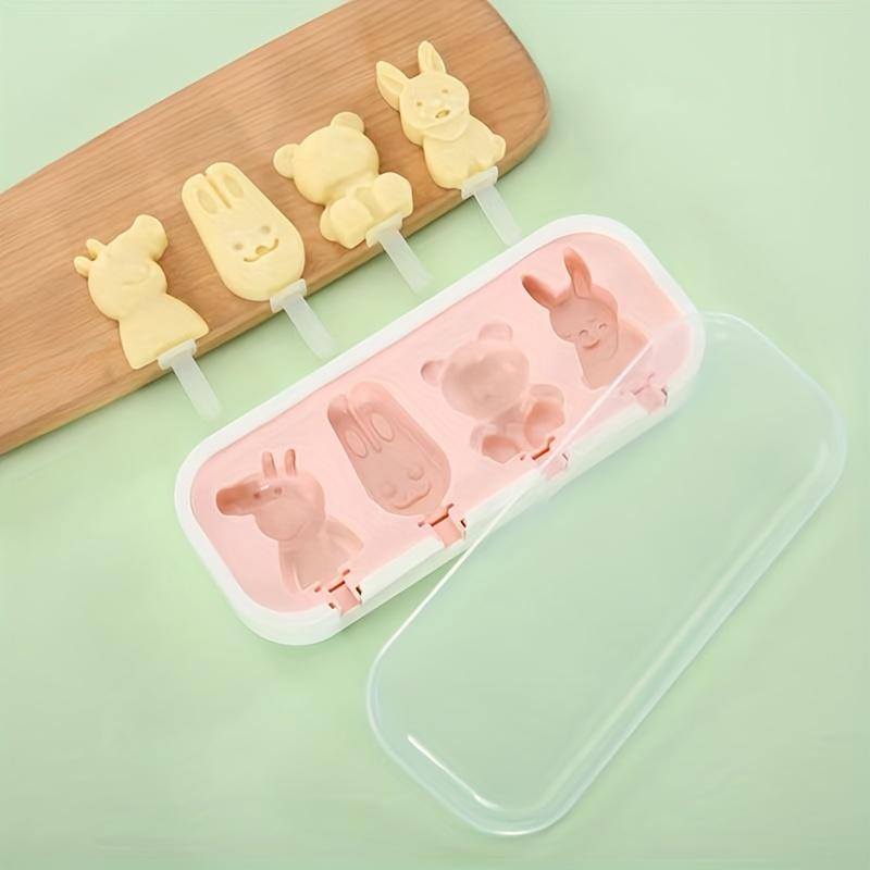 1pc BPA-Free Silicone Ice Pop Mold DIY Homemade Ice Cream  Popsicle Maker Kids Baby Fun Cartoon Shapes Popsicles Molds