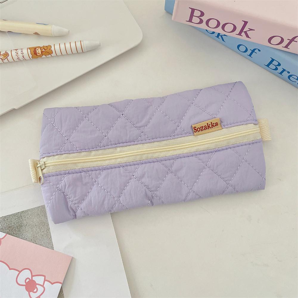 Student Pencil Case Soft Fabric With Zipper For Girls And School Supplies