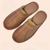 Luxury Split Leather Handmade Men Home Slippers Spring Slip On Soft Comfortable Black Brown Bedroom Indoor Flat Men Shoes