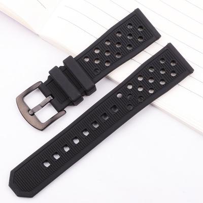 Watchband 22mm Watchbands Bracelet Black Waterproof Soft Silicone Rubber Men Watch Band Strap Watch Accessories Silver Black Buckle