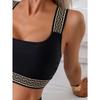 New Women's Characteristic Webbing Suspender Briefs Solid Color Bikini Split Swimsuit