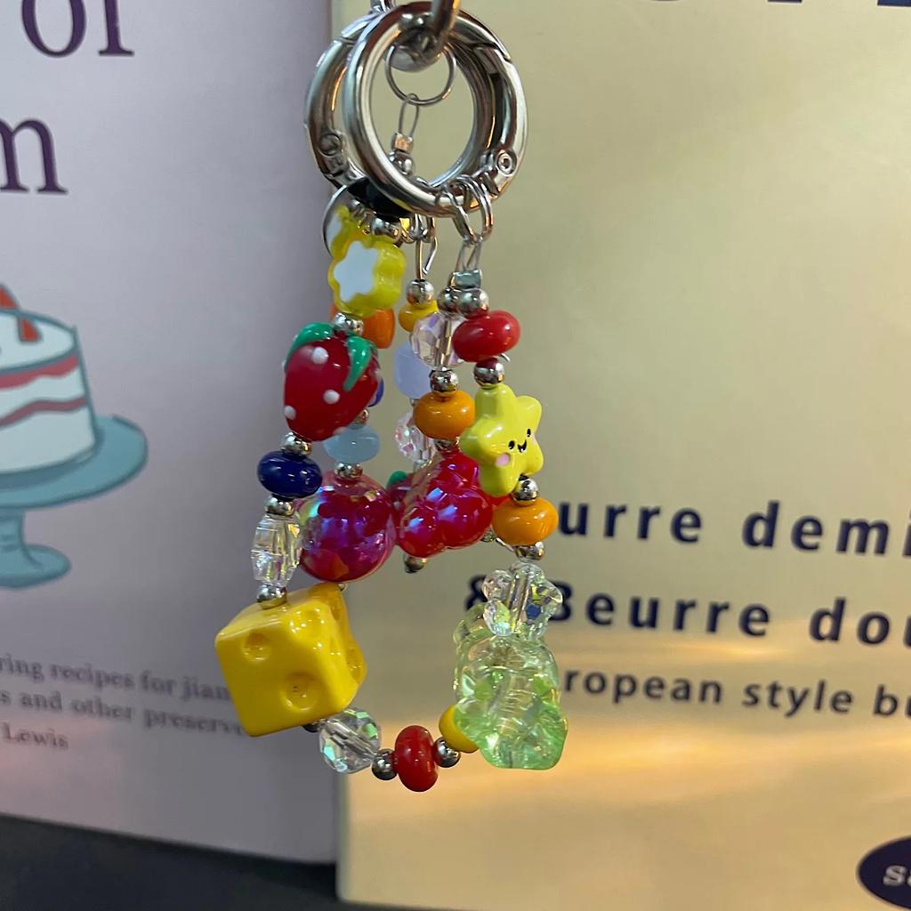Mehrfarbige Dopamin-Handykette Hängende Kette, Lachender Stern Sport Anhänger Tasche, Schlüsselanhänger, Universelle Kette Niedliche Lanyard