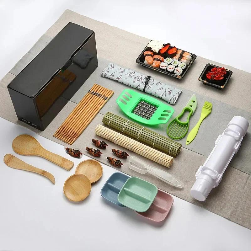 Sushi Maker Set Machine Sushi Mold Bazooka Roller Kit Vegetable Meat Rolling Bamboo Mat DIY Rice and Vegetable Roll Sushi Mold S