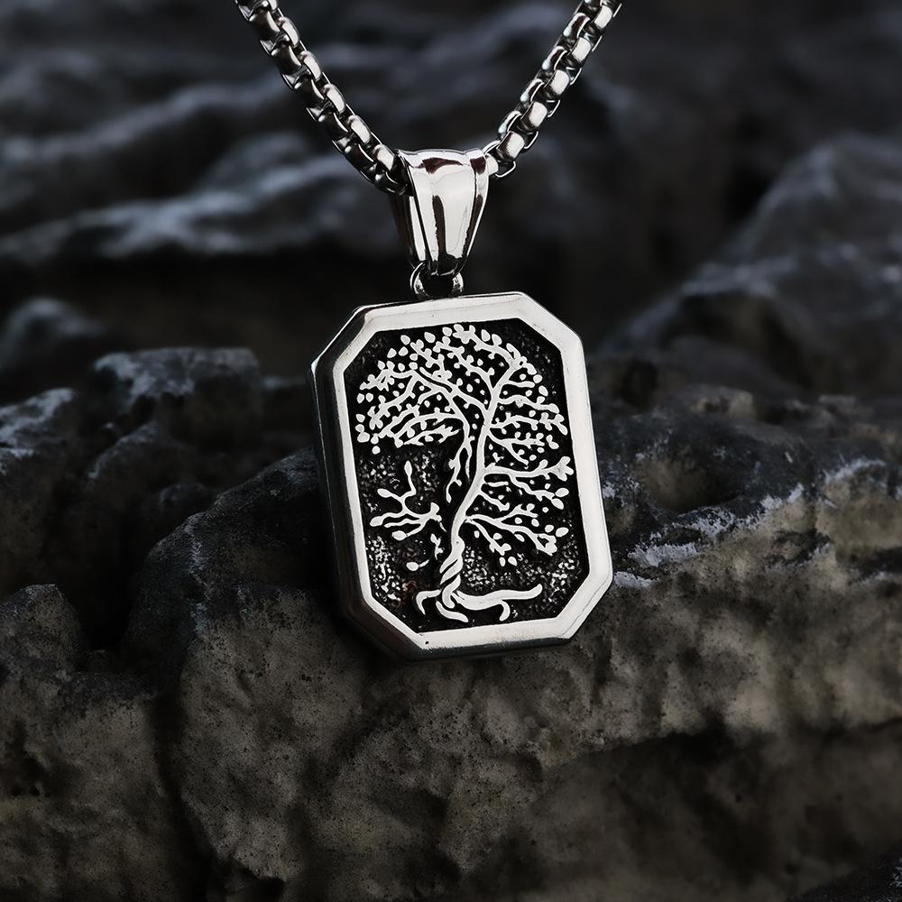 

Vintage Mens Stainless Steel Tree Of Life Pendant Necklace Durable Hypoallergenic Jewelry Gift For Him