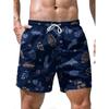 Men's Navy Pine Cone Pine Branch Print Beach Shorts Drawstring Waist Quick Dry Casual Swim Trunks 2026