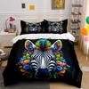 Colorful Zebra Art Decor Set Soft Comfortable Duvet Cover Bedding Set Included 1*Duvet Cover & 2*Pillowcases Gift