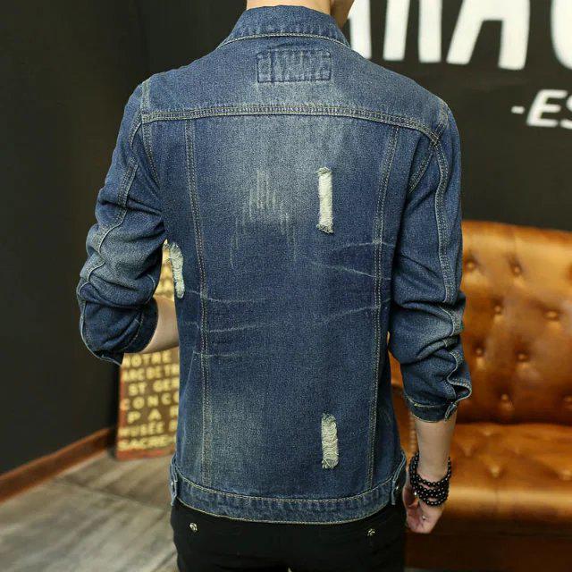 Giacca Cappotto di Jeans da Uomo Stile Coreano Slim Fit