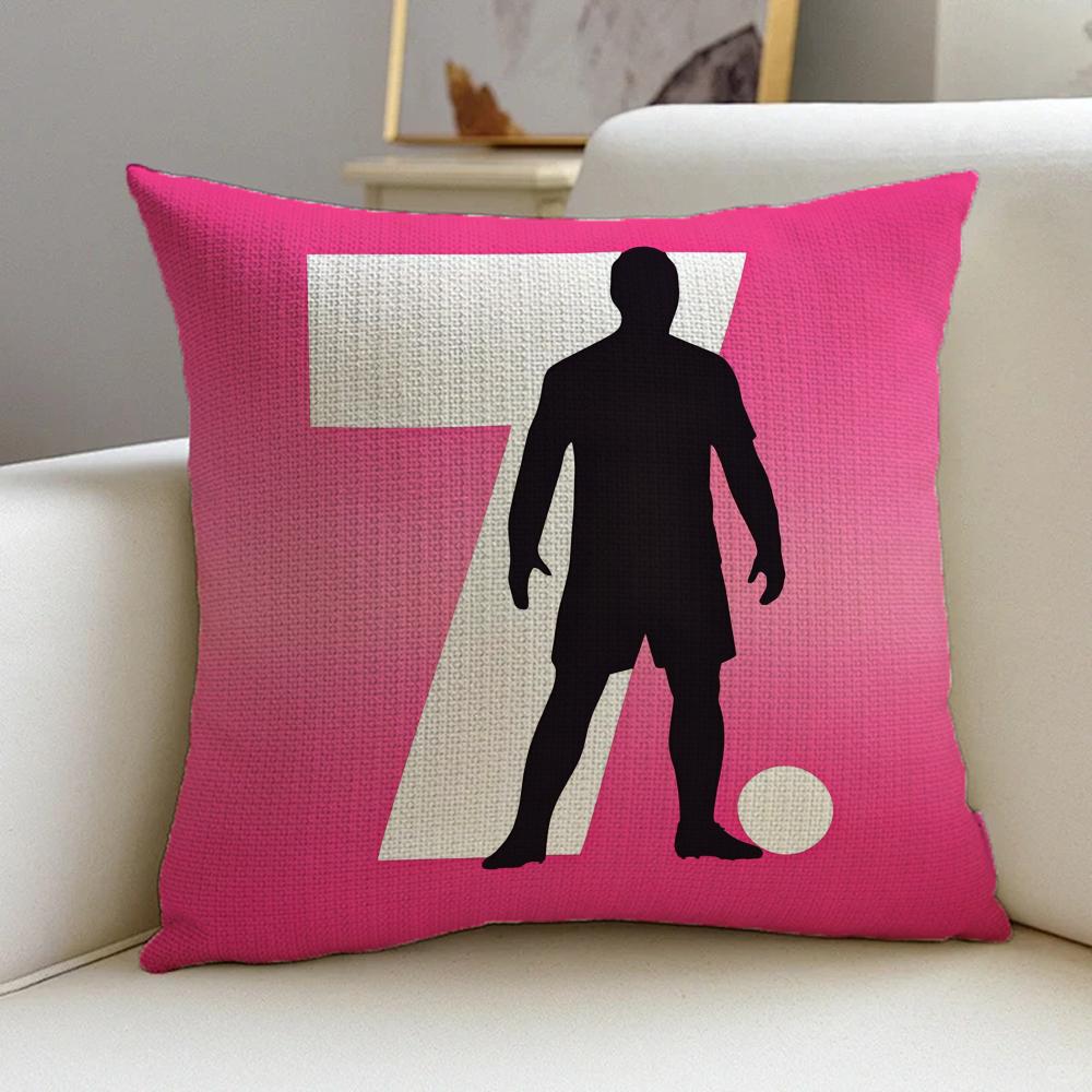 PFootball Stars Cushion Cover Natural Linen Pillowcase Set AllinOne Decor for Sofa Bedroom Chair