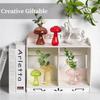 5Pcs Glass Mushroom Flower Vase Cute Colored Glass Vase Unique Bud Small Vase Flowers, Aesthetic Decorative Vases for Home Decor