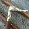 Antique Brown Wooden Walking Cane with Victorian Style Duck Head Handle, 91.44 Cm Stick