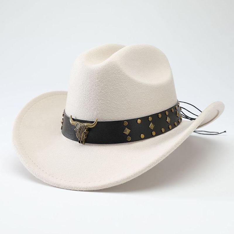 New Western cowboy hat, Tibetan wool top hat, men's and women's autumn/winter outdoor ox-head accessory, travel riding hat