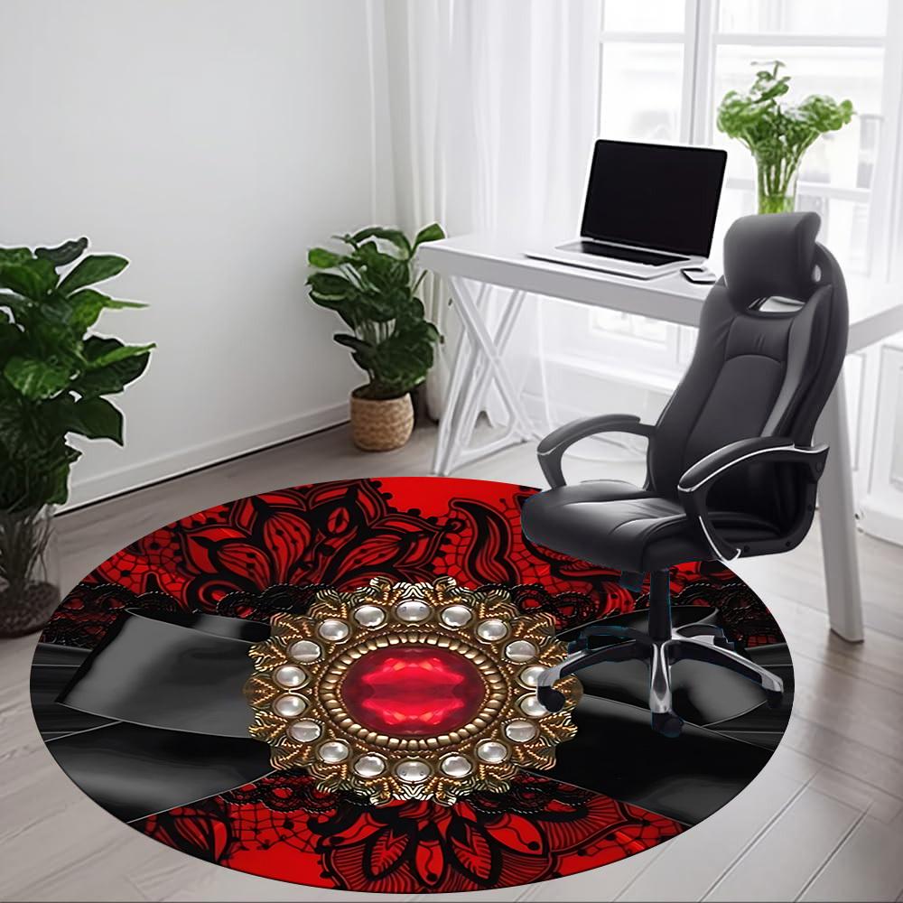 1pc Elegant BowChair Carpet for Office, Indoor Non-Slip Washable Polyester Fiber Carpet, Mat For Office, Machine Washable