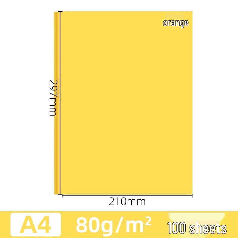 

Tangerine A4 Color Paper: 70g Cardstock for Office & Handmade Origami, Gold.