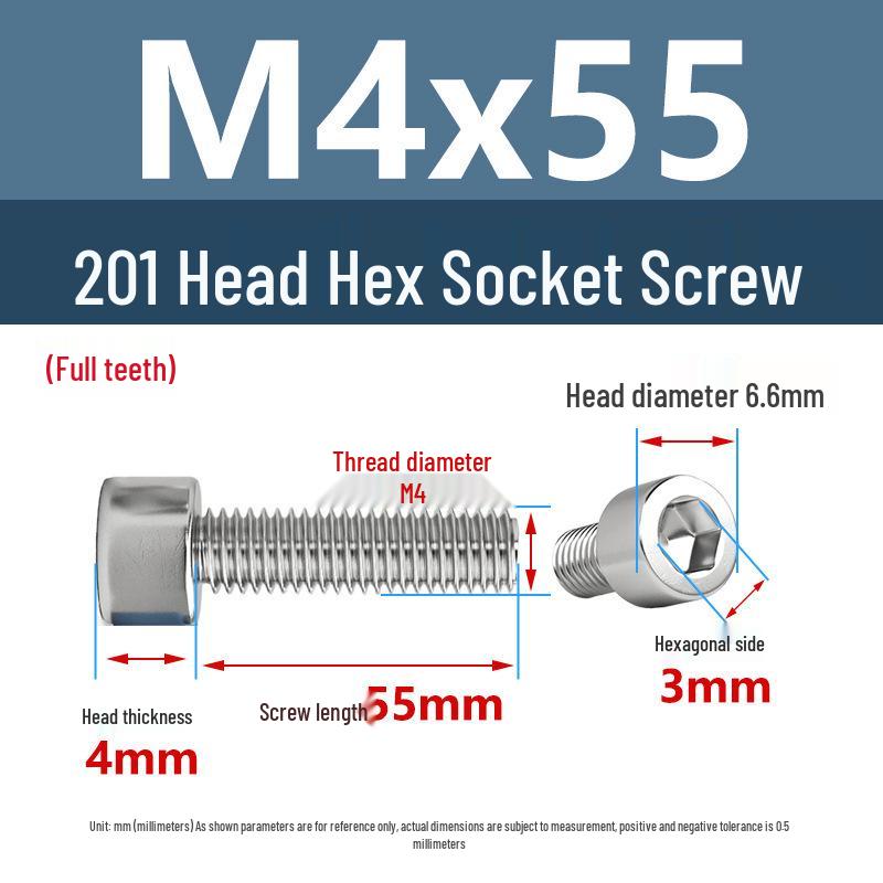 Yigu 201 Stainless Steel Cup Head Hexagon Screws and Bolts - M3, M4, M5, M6