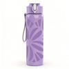 1PC Purple Floral Heart 750ml Color Plastic Sports Water Bottle Leakproof Flip Straw Lid Suitable for Sports Office Home Use