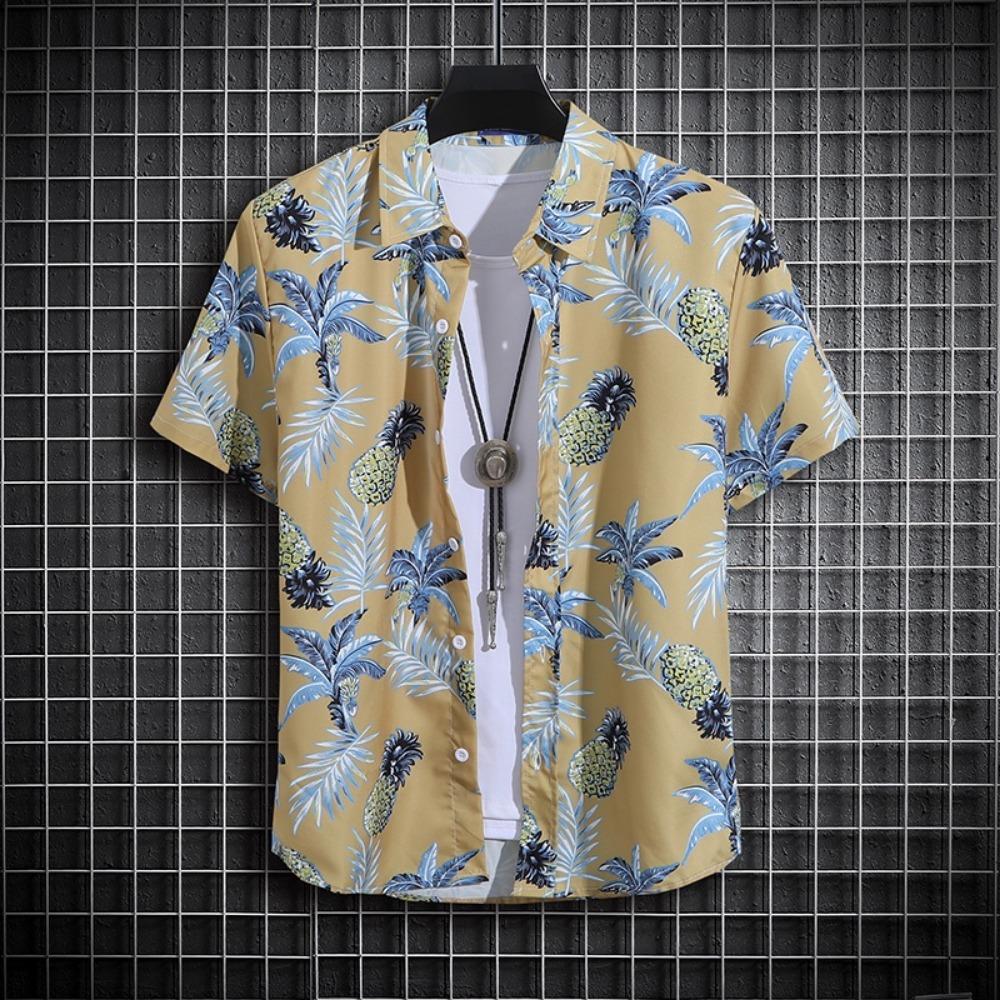 Hawaiian Beach Shirts Men's Short-sleeved Casual Shirts Seaside Vacation Quick-drying Clothes Loose Floral Tops