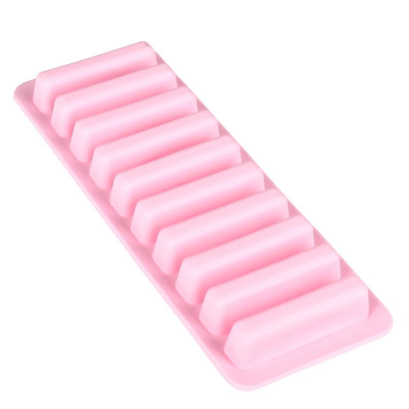 10 Grids Stick Shape Ice Tray Non-Stick Easy Release Push Popsicle Out Cylinder Silicone Ice Cube Tray Jelly Chocolate Mold