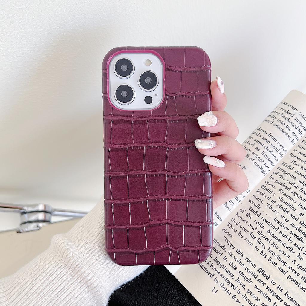 Alligator pattern 16/15/17 Apple phone case 1pro solid color 15promax trendy hand