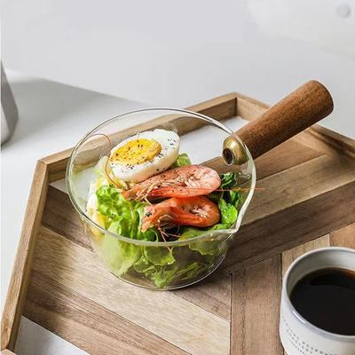Olla de vidrio para cocinar, leche, fideos instantáneos, sopa, caldo, ollas para gachas, mango de madera, calefacción de llama abierta, utensilios de cocina, olla de arcilla