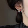 Zircon Korean Style Stud Earrings Blue Pink Bowknot Ear Studs Crystal Bow Earrings  Party