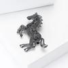 Casual Rhinestone Horse Brooches Classic Metal Badge Pin Zodiac Animal Lapel Pins  for Women