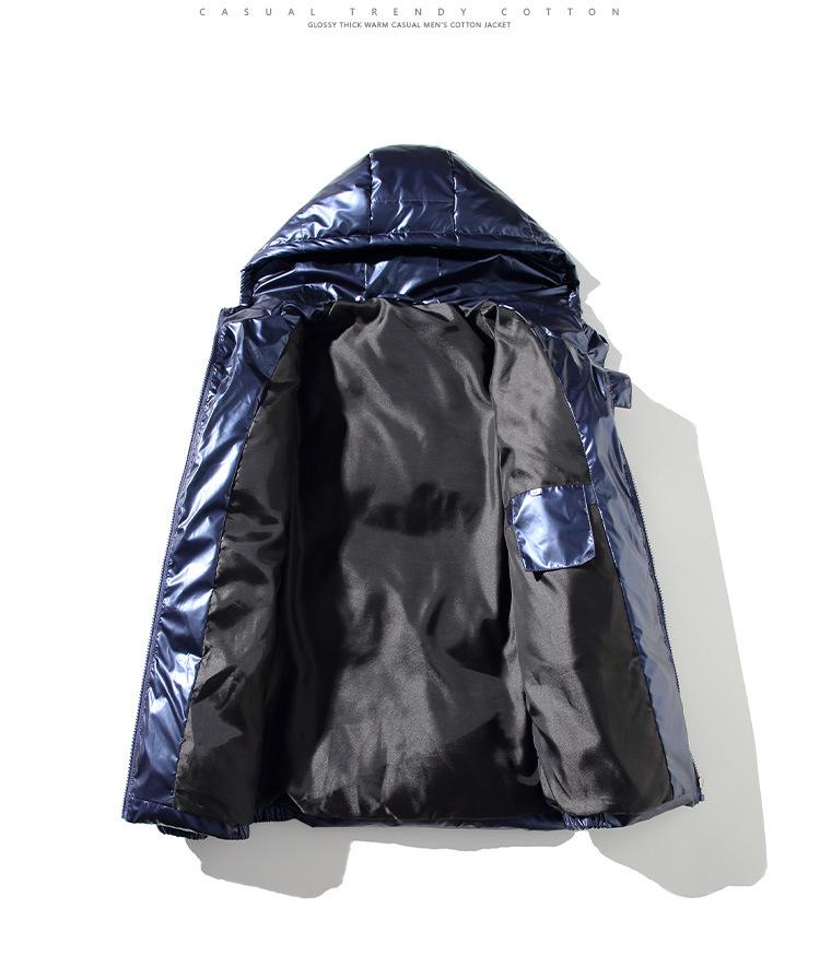 Cappotto invernale in cotone lucido da uomo stile coreano, colletto alto corto, taglia grande alla moda, 2022