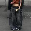 BeatStreet Black Jeans Women Vintage High Waisted Cargo Jeans Straight Casual Loose Big Size Wide Leg Denim Baggy Pants Y2K