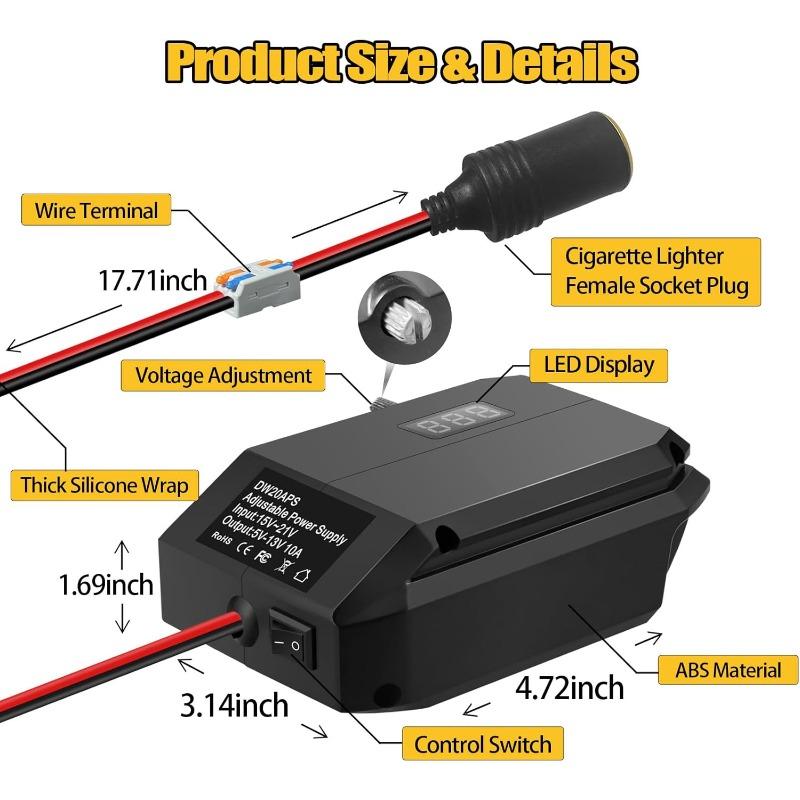 18V To 5-13V Step Down Converter For Makita/Dewalt/Milwauke/Bosch/Einhell 18V Battery Cigarette Lighter Adapte Voltage Regulator