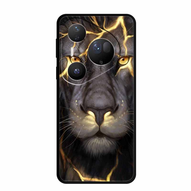 For Huawei Pura 80 Ultra 5G Case Wolf Tiger Lion Cat Black Silicone Soft Phone Case For Huawei Pura80 Ultra Back Cover Case Para